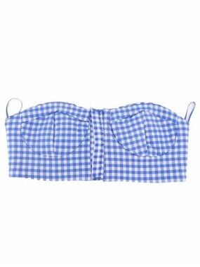 Zara Blue & White Gingham Bandeau Top